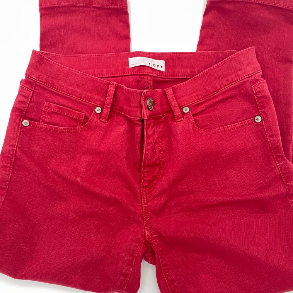 LOFT Modern Skinny Crop in Red Mid Wash